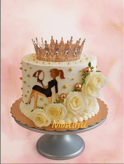 Rođendanska torta za devojčice sa krunom i belim ružama – Mistimi Sweet Shop Zvezdara Beograd