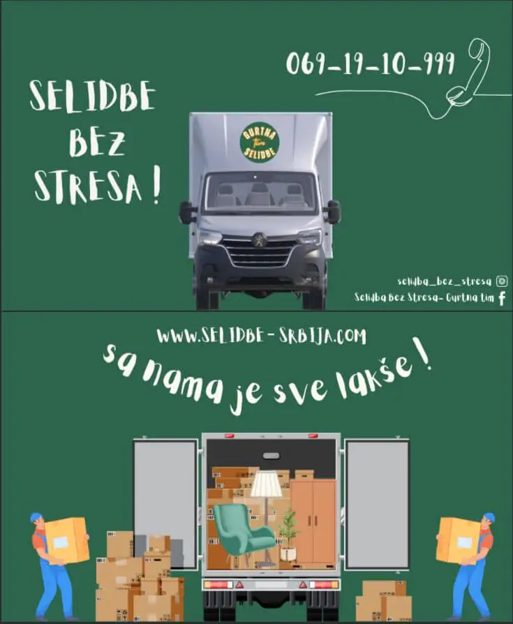 Kamion Gurtna Tim Selidbe Beograd sa sloganom “Selidbe bez stresa” – profesionalne selidbe Zvezdara i Beograd.