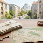 Mapa Zvezdare sa pismima i pečatom na stolu pored prozora, vodič kroz poštanske brojeve na opštini Zvezdara.