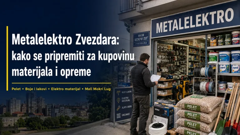 Prodavnica Metalelektro na Zvezdari za kupovinu peleta, boja, lakova, elektro materijala i opreme u delu Malog Mokrog Luga.