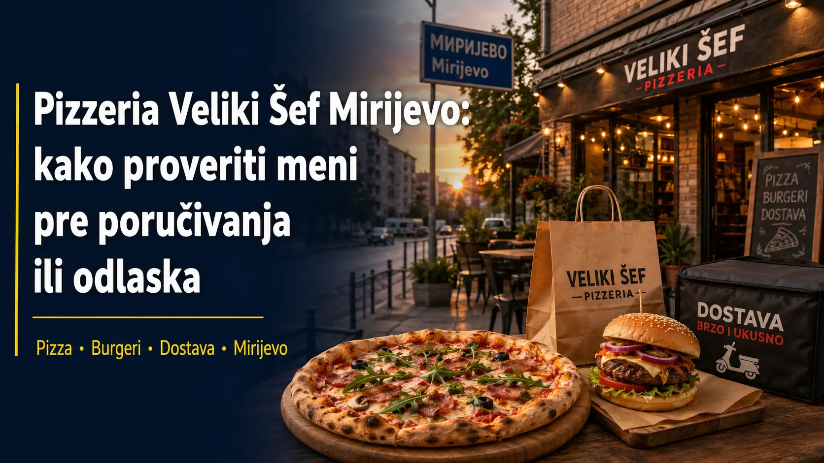 Pizzeria Veliki Šef u Mirijevu, pizza, burgeri i dostava hrane za korisnike koji žele da provere meni pre poručivanja ili odlaska.